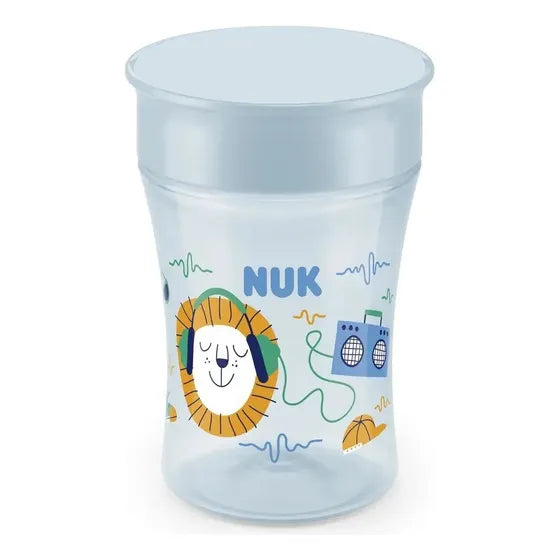 Vaso Nuk Bebe Magic Cup 250 Ml 8 Meses 360 Vasito Involcable Color Celeste Estampado
