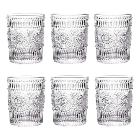 Set Vasos Vidrio Labrados Bebidas Tragos Vintage 320ml X6 Color Vidrio Labrado